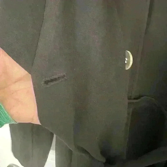 Lane Bryant Black Long  Slimming Fitted Coat With Pockets - Picture 7 of 12